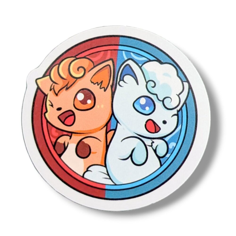 Anime Pokemon Vinyl Mini Sticker (ZZ12): Vulpix and Alolan Vulpix, 1.5 in.